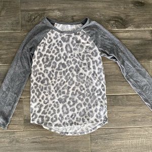 Justice Leopard Print Shirt w/ Rhinestone Pocket